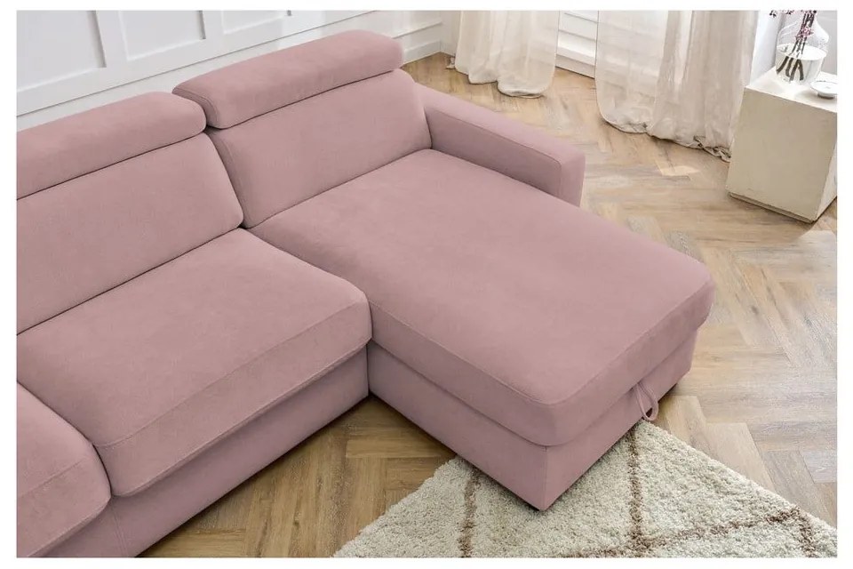 Розов разтегателен ъглов диван (променлив) Monaco – Bobochic Paris