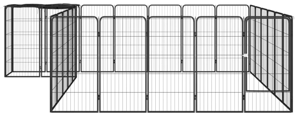Заграждение за куче черно 26 панела 50x100 см прахово боядисано