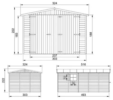 Дървен гараж – 493 х 303 см – 15 м2