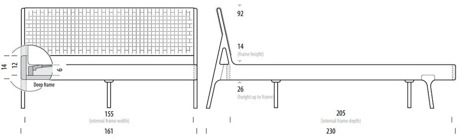 Дъбово двойно легло с тапицерия в сив/естествен цвят 140x200 cm Fawn - Gazzda