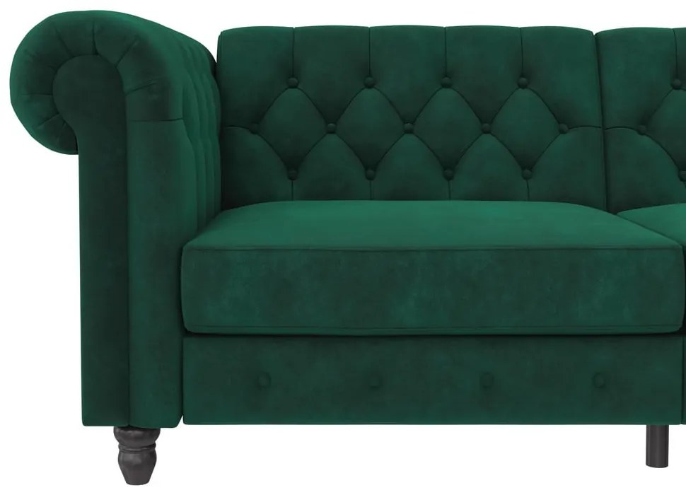 Тъмнозелен кадифен разтегателен диван 236 cm Felix – Støraa