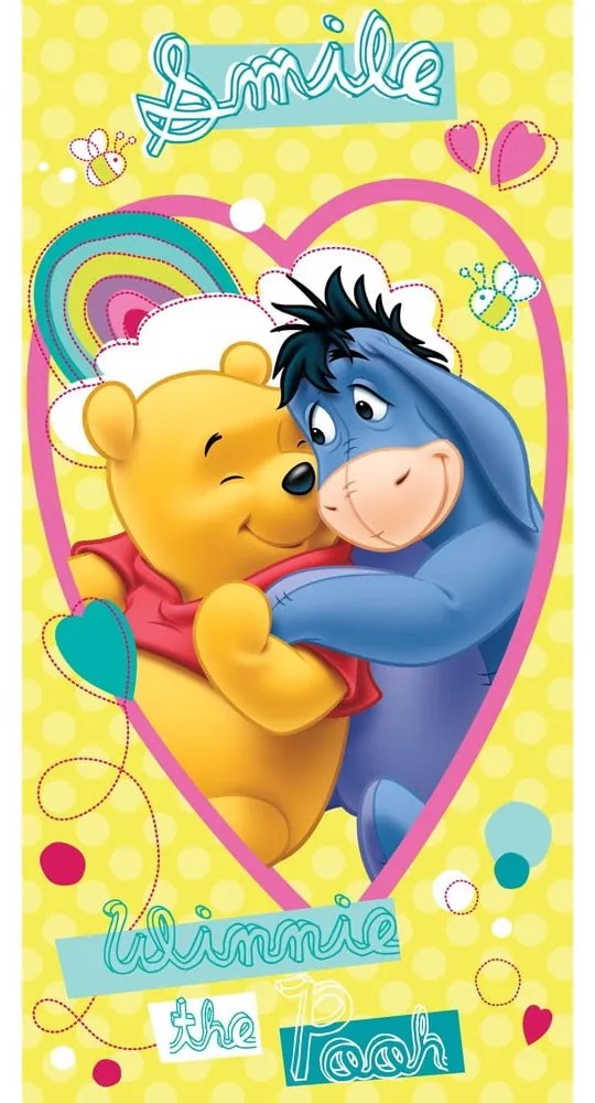 Жълта памучна детска кърпа 70x140 cm Winnie the Pooh "Smile" – Jerry Fabrics
