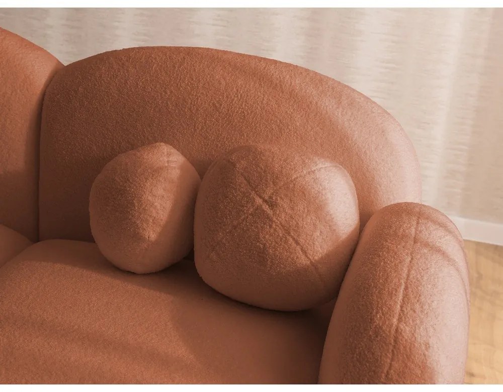 Теракотен ъглов диван от прежда с примки от букле (десен ъгъл) Orbit – Ropez