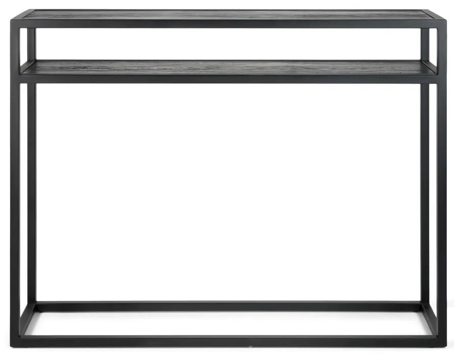 Черна конзолна маса с дъбова дървена плоскост 30x120 cm Daniël – Spinder Design