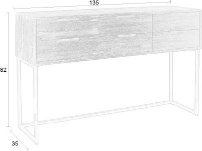 Тъмнокафява конзолна маса от масивно тиково дърво 35x135 cm Webster – White Label