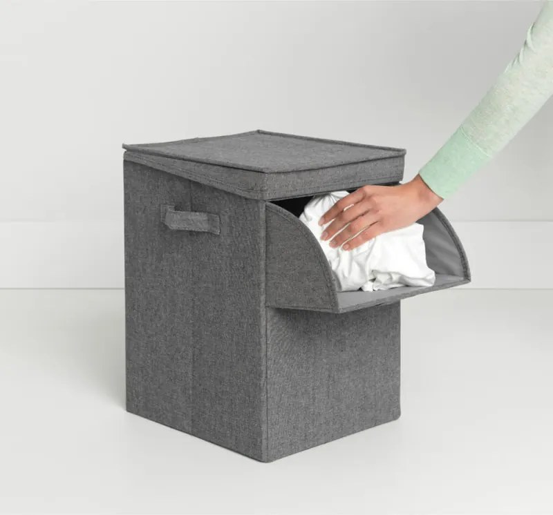 Кутия за пране Brabantia Stackable 1000828, 35 л, Преден отвор, Широк капак, Сгъваема, Черен