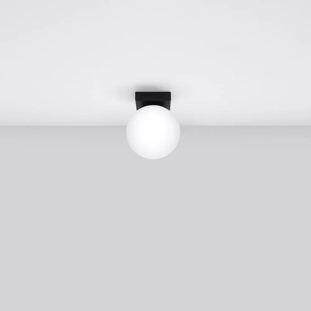 Черна лампа за таван със стъклен абажур ø 12 cm Umerta - Nice Lamps