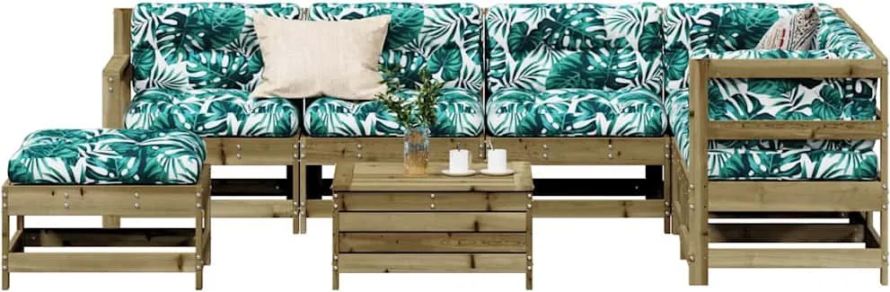 3250611 vidaXL Градински лаундж комплект 8 части с възглавници импрегниран бор