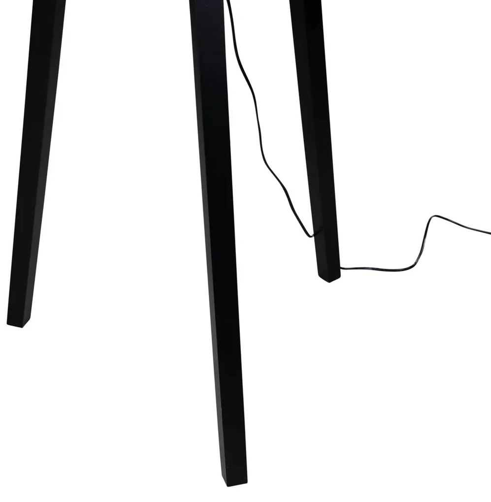 Подова Лампа Черна с Кафяв Кадифен Абажур 50см - Puros