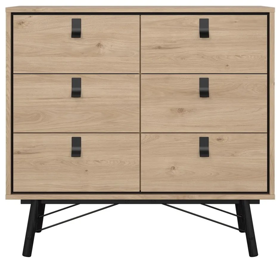 Нисък скрин с дъбов декор в естествен цвят 102x99 cm Ry - Tvilum