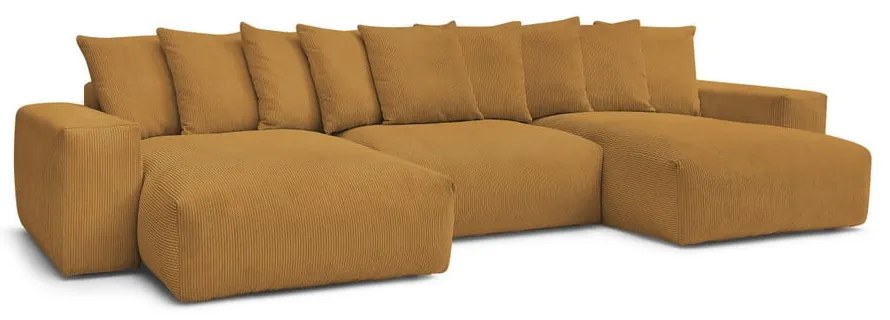 Ъглов диван от рипсено кадифе в цвят горчица Voltaire – Bobochic Paris
