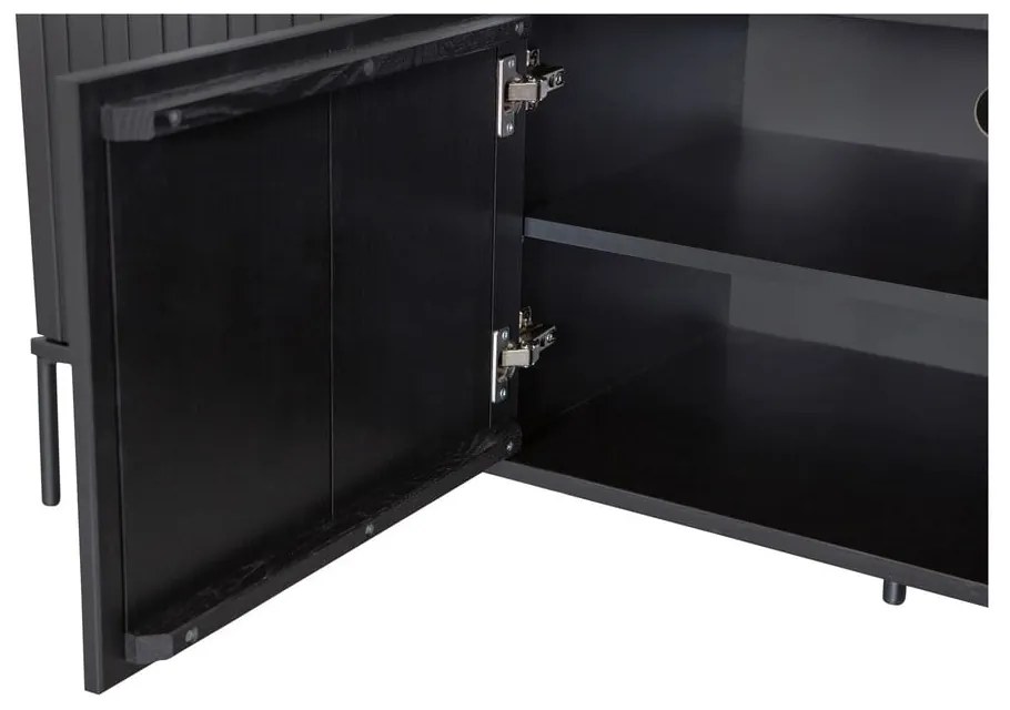 Черна маса за телевизор от масивен бор 150x56x44 cm Gravure – WOOOD