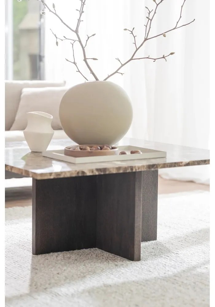 Кафява мраморна масичка за кафе 90x90 cm Brooksville - Rowico