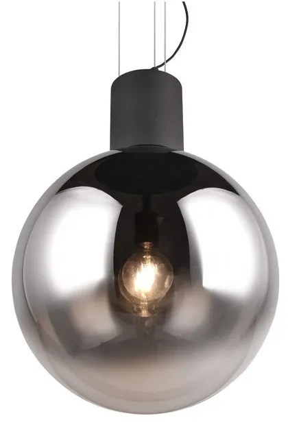 Черно LED висящо осветително тяло със стъклен абажур ø 50 cm Cipallone – CINQUE