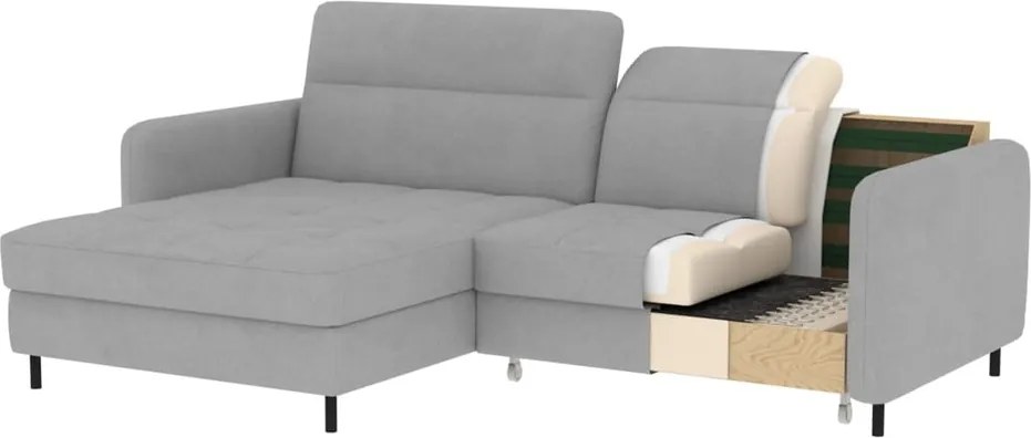 Бежов разтегателен ъглов диван с място за съхранение от букле (ляв ъгъл) Gomsi – ELTAP