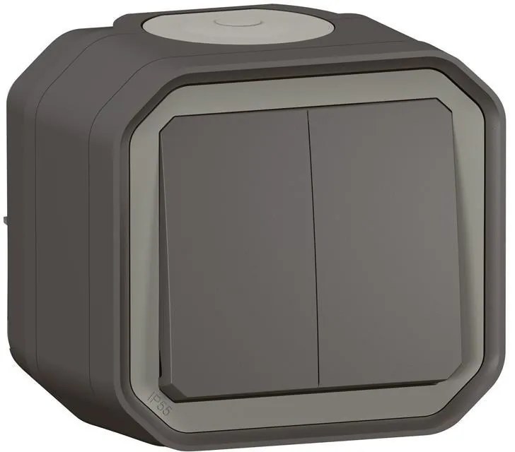 Legrand Сериен ключ/бутон моноблок за открит монтаж цвят Антрацит IP55 Plexo New  - 069775L