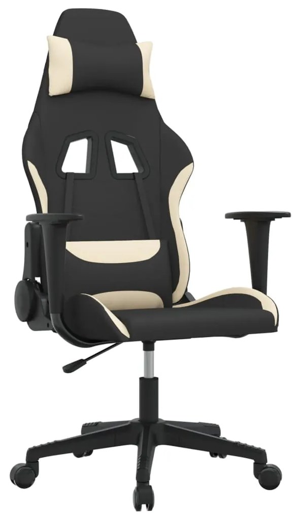 3143733 vidaXL Гейминг стол, черно и кремаво, плат