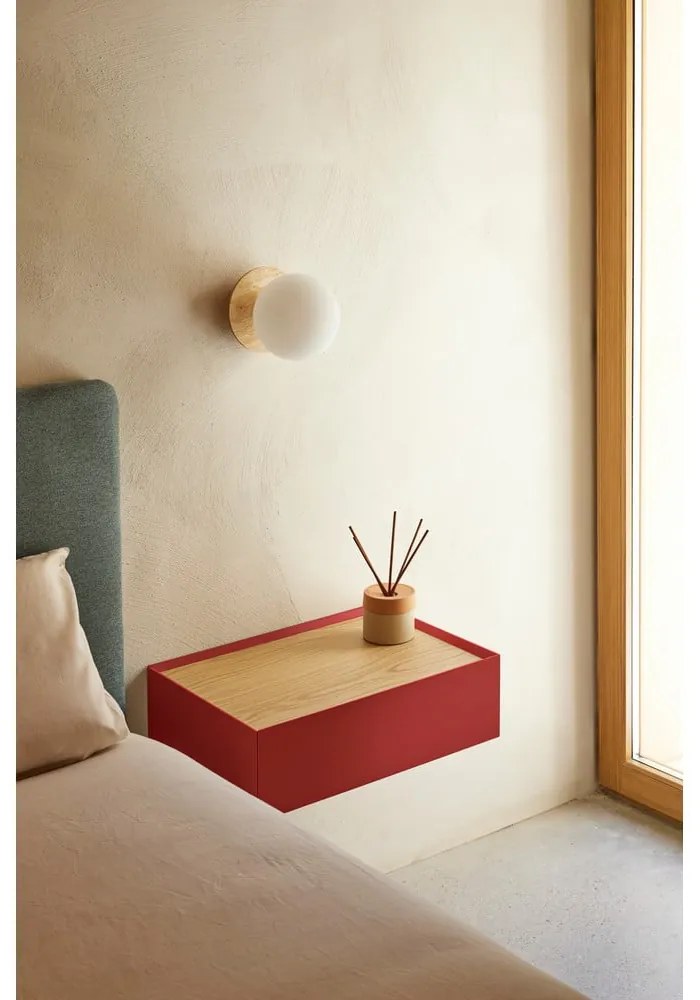 Червено висящо нощно шкафче с дъбов плот Arista – Teulat