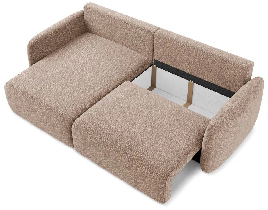 Светлокафяв разтегателен ъглов диван с място за съхранение (ляв ъгъл) Kalena – Makamii