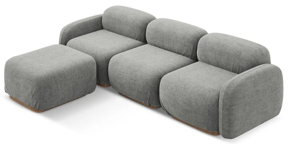 Сив модулен ъглов диван от букле Ailani – Makamii
