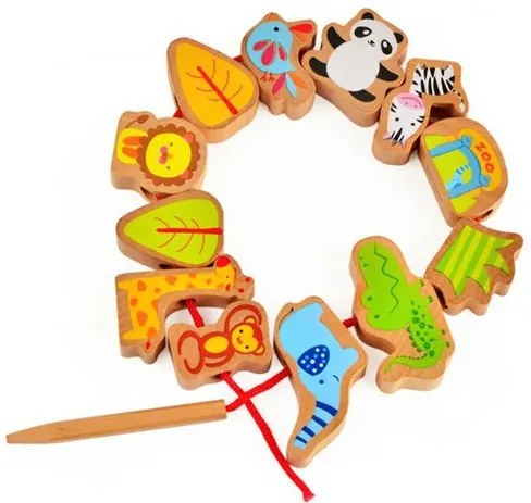 Classic world  -  Дървени мъниста за нанизване със ЗОО животни