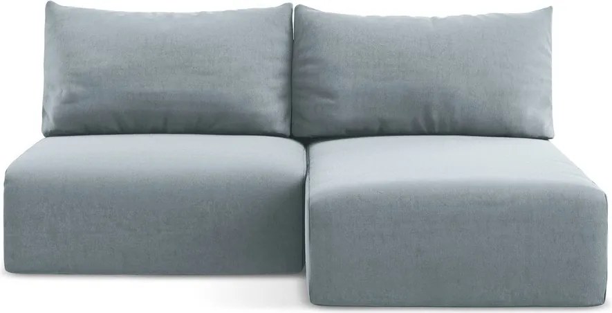 Син кадифен сгъваем/с място за съхранение ъглов диван (десен ъгъл) Kalena – Makamii