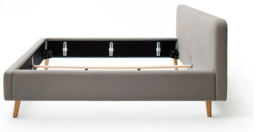 Кафяво-сиво двойно легло 180x200 cm тапицирано без ламелно дъно Mattis – Meise Möbel