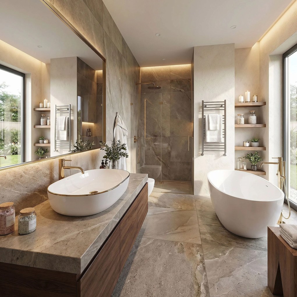 Умивалник за плот Rea CLEO White Gold Edge