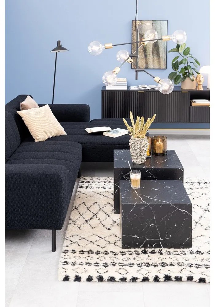 Черни масички за кафе в комплект от 2 бр. от декор от мрамор 58x58 cm Dice – Actona