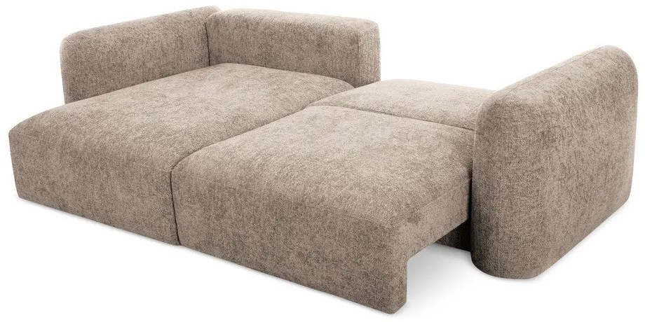 Светлокафяв шенилов разтегателен ъглов диван с място за съхранение (ляв ъгъл) Mele – Makamii
