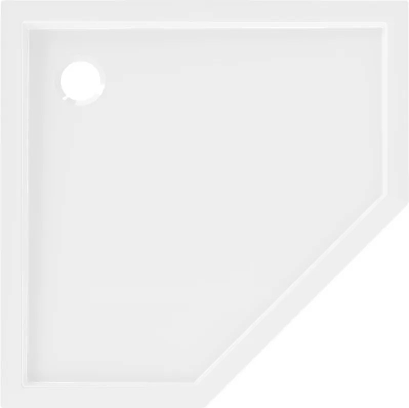 Mexen Flow петостенен тънък поддушов коритo 90 x 90 см, бял гланц - 46P109090