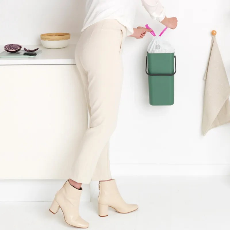 Кош за разделно събиране на боклук Brabantia Sort&Go 1003235, 16 л, Дръжка, Възможност за стенен монтаж, Тъмнозелен