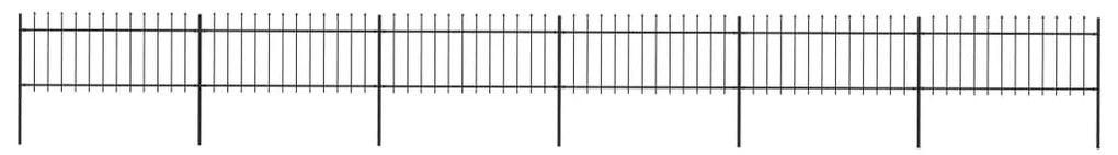 Градинска ограда с пики, стомана, 10,2x0,8 м, черна