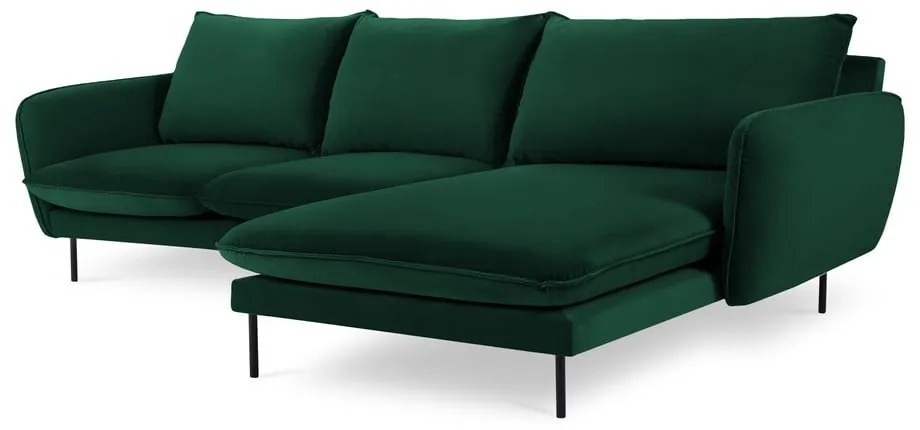 Тъмнозелен ъглов диван от кадифе (десен ъгъл) Vienna - Cosmopolitan Design