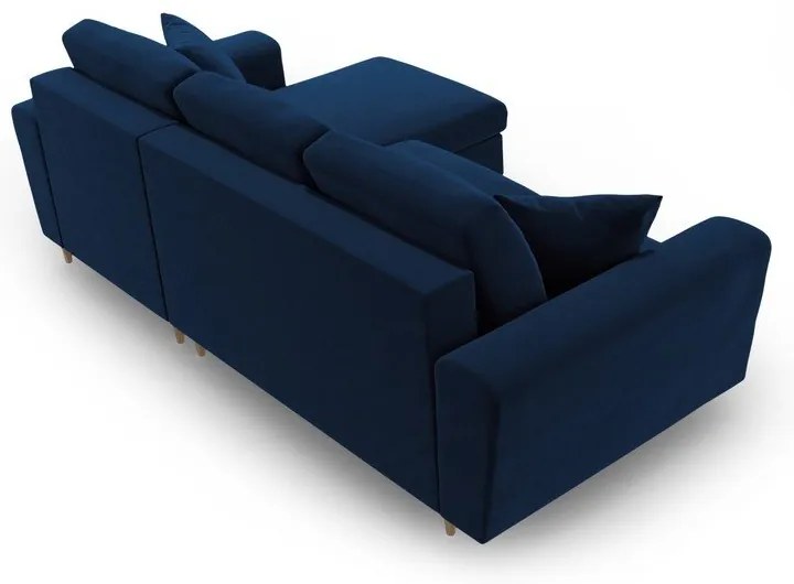 Син кадифен разтегателен ъглов диван с място за съхранение Kyoto – Cosmopolitan Design