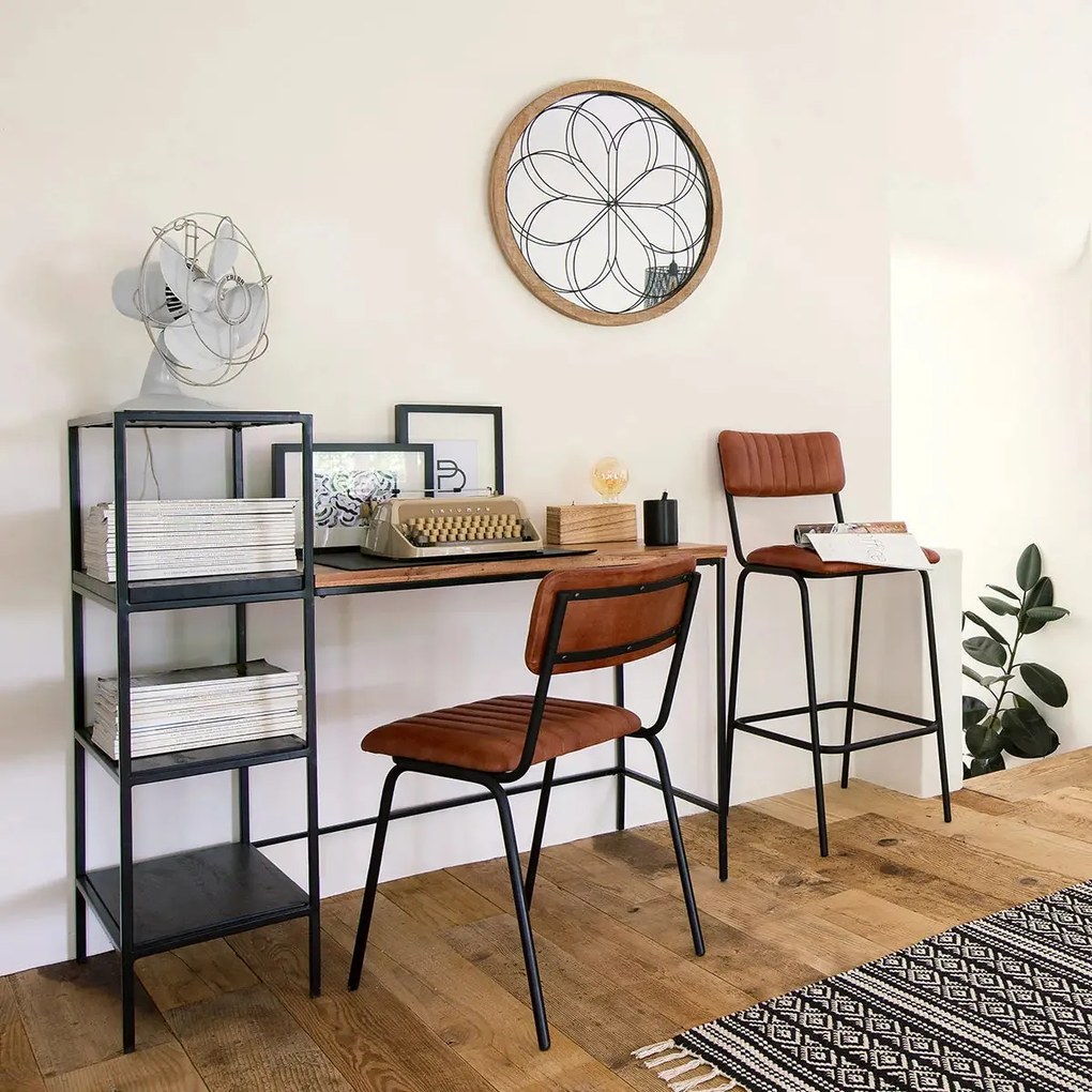 Бар стол atmosphera Dario, Биволска кожа - Черен