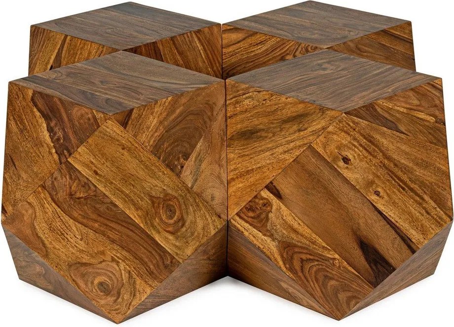 Масичка за кафе от масивен шишам в тъмно естествен цвят 42x42 cm Egypt – Bizzotto