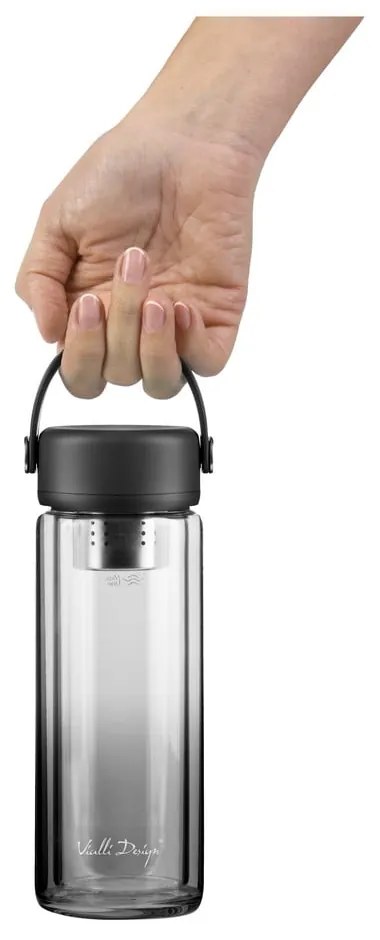 Черна стъклена бутилка 350 ml Fuori – Vialli Design