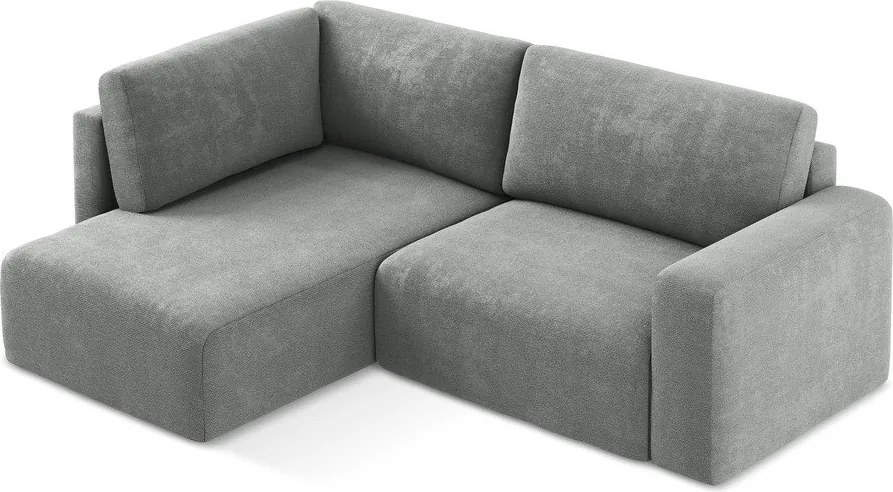 Сив шенилов сгъваем/с място за съхранение ъглов диван (ляв ъгъл/L форма) Kona – Makamii