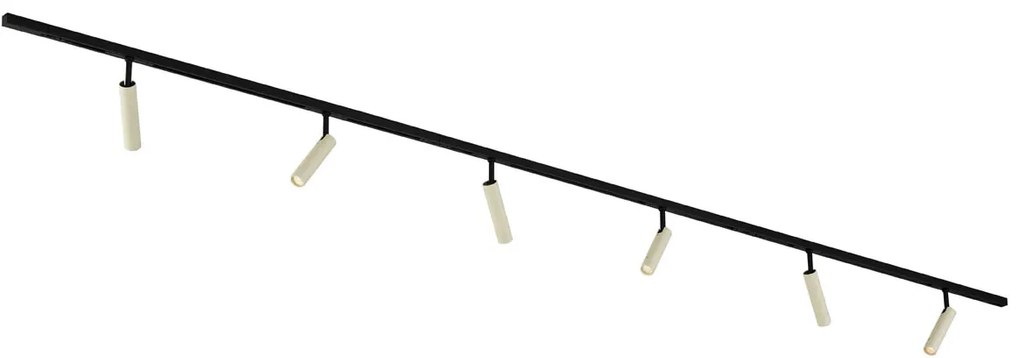 Модерна релсова система за осветление с 6 бежови и черни прожектори 1-фазов - Slimline Uzzy