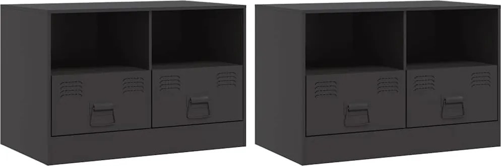 841740 vidaXL ТВ шкафове 2 бр антрацит 67x39x44 см стомана