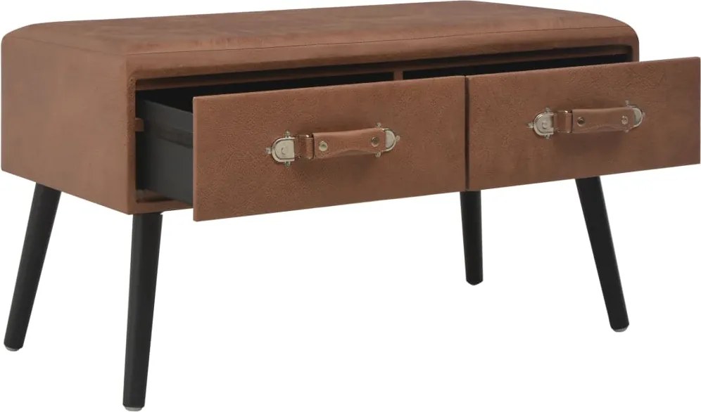 247544 vidaXL Маса за кафе, тъмнокафява, 80x40x46 см, изкуствена кожа