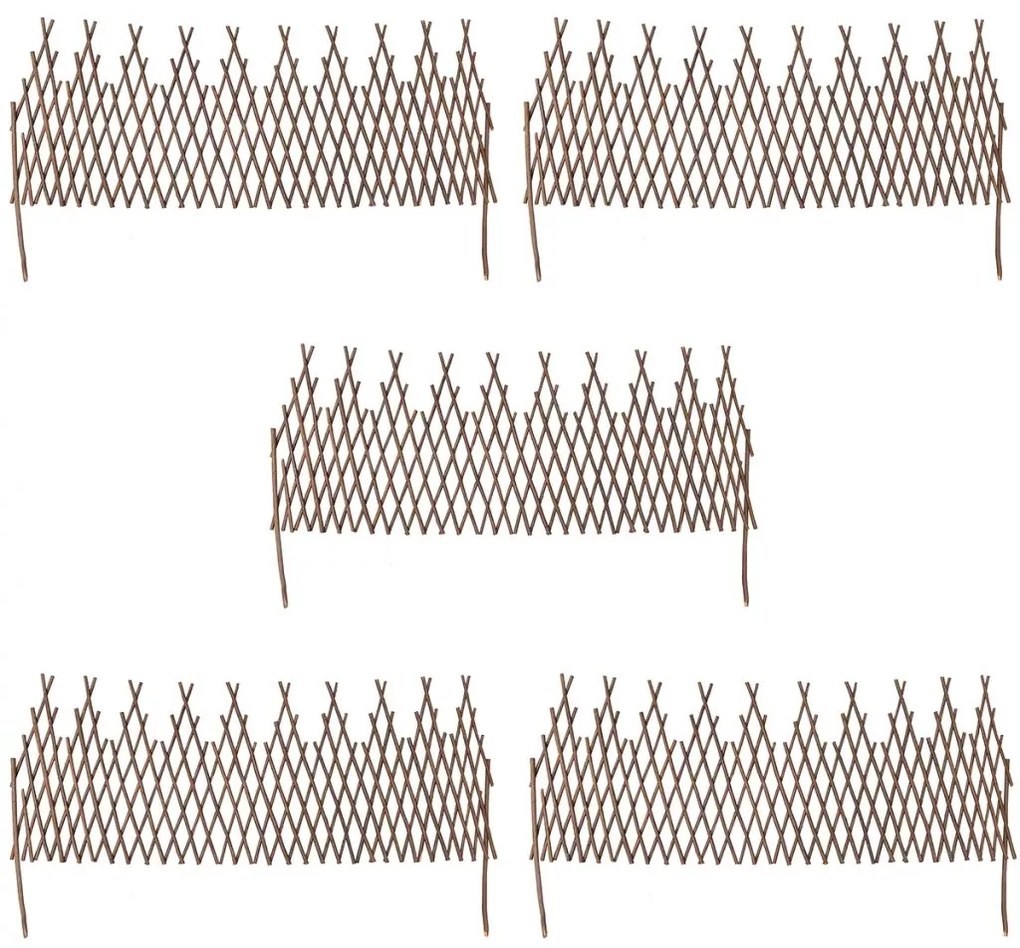 Разтегателна ограда от върба, 5 части, 170 x 55 см