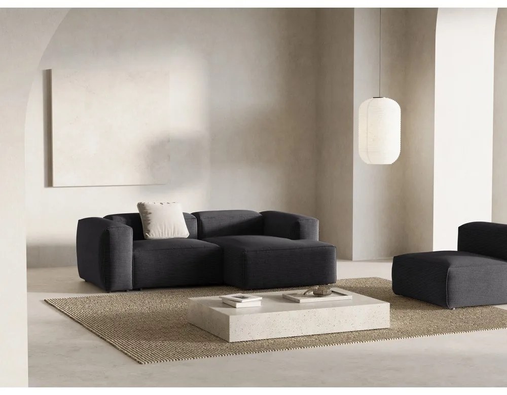 Тъмносив ъглов диван от рипсено кадифе (десен ъгъл) Bergano – Cosmopolitan Design