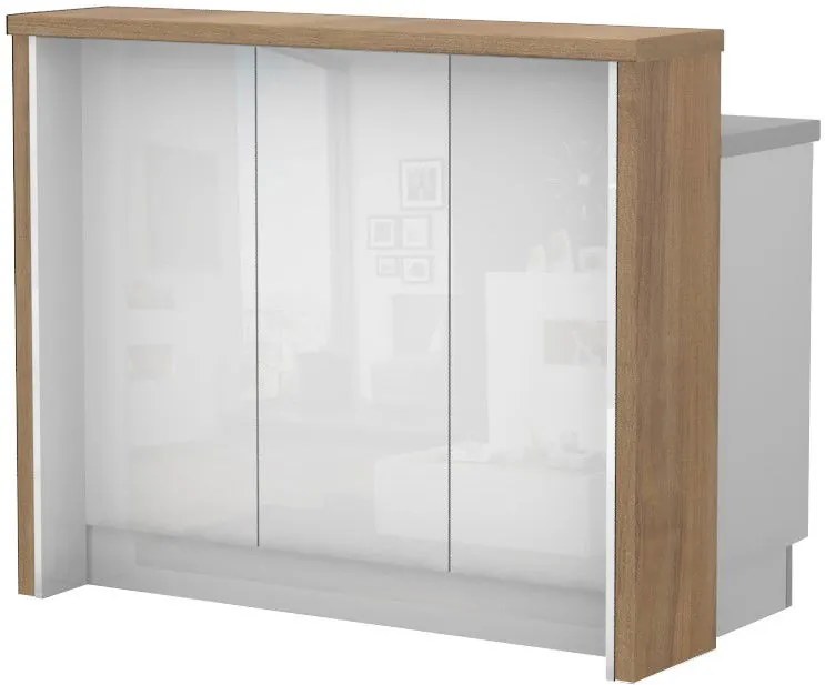 Островна кухненска пейка Raval-Length: 120 cm.-White glossy-Pacific Wallnut