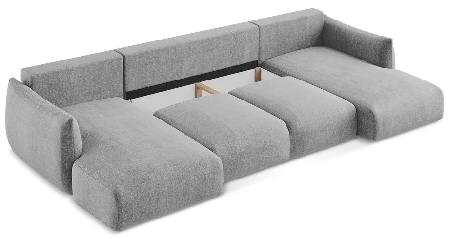 Светлосив сгъваем ъглов диван (U форма) Leila – Makamii