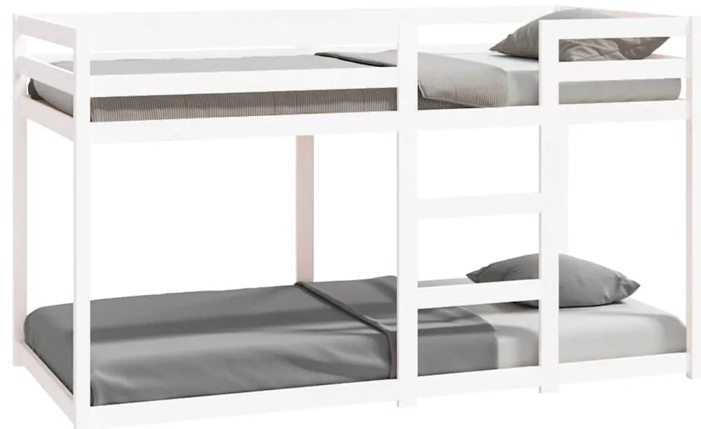 3206508 vidaXL Двуетажно легло без матрак, бял, 90x190 см, борово дърво масив