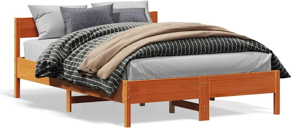 842777 vidaXL Рамка за легло без матрак, восъчнокафяв, 120x190 см, бор масив