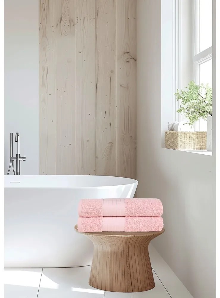 Розови памучни хавлиени кърпи в комплект от 2 бр. от тери 70x140 cm – Good Morning