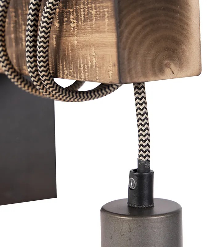 Смарт индустриална стенна лампа черна с дърво, включително WiFi G95 - Gallow